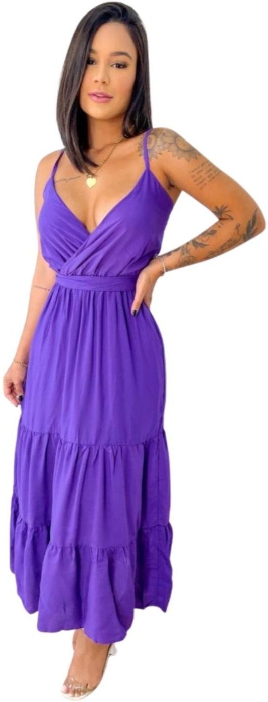 Vestido Midi Transpasse Alcinha Viscose