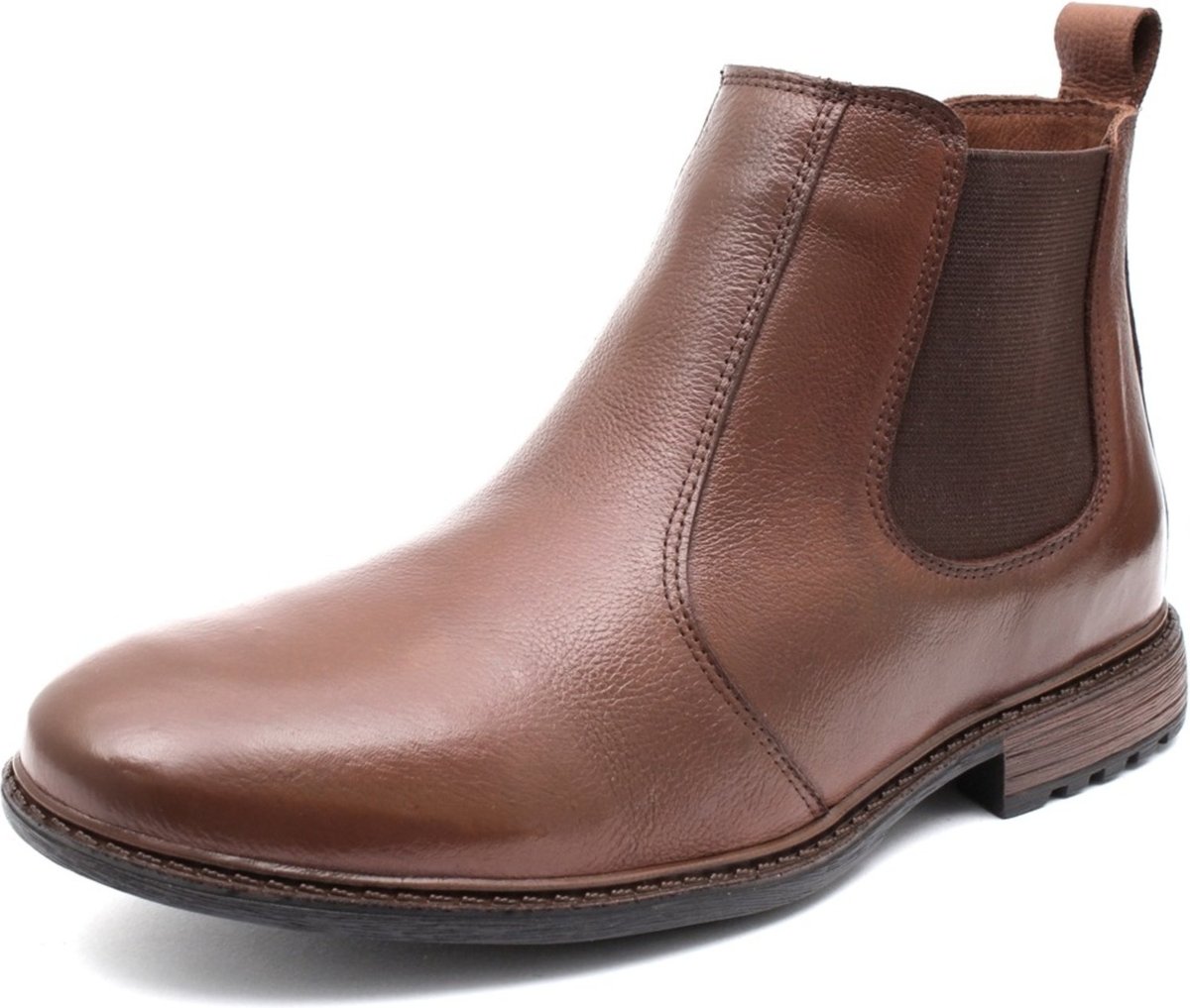 Bota Botina Chelsea Tellini Store em Couro Conhaque