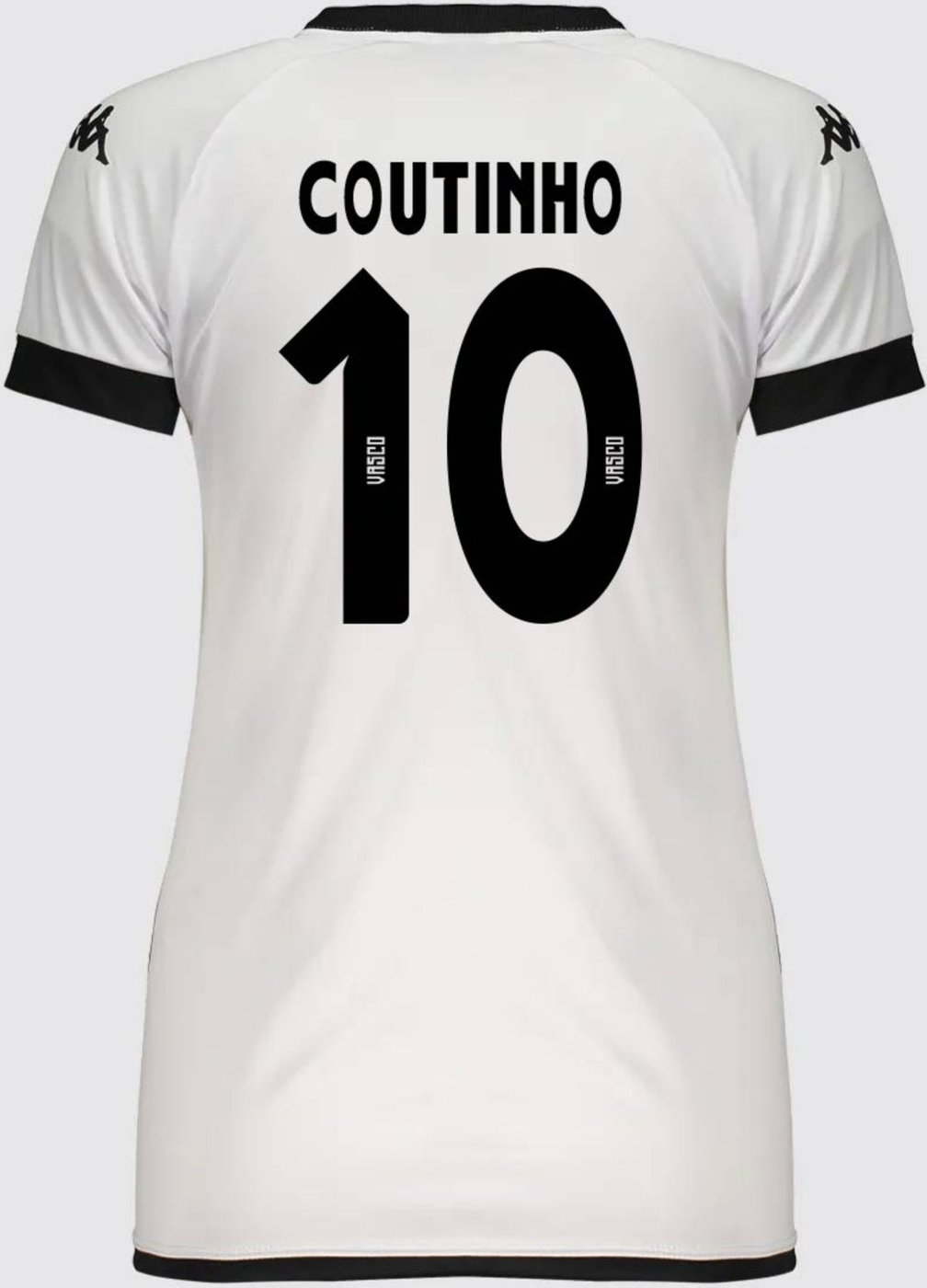 Camisa Kappa Vasco Supporter Graphik Feminina Branca e Preta 10 Coutinho