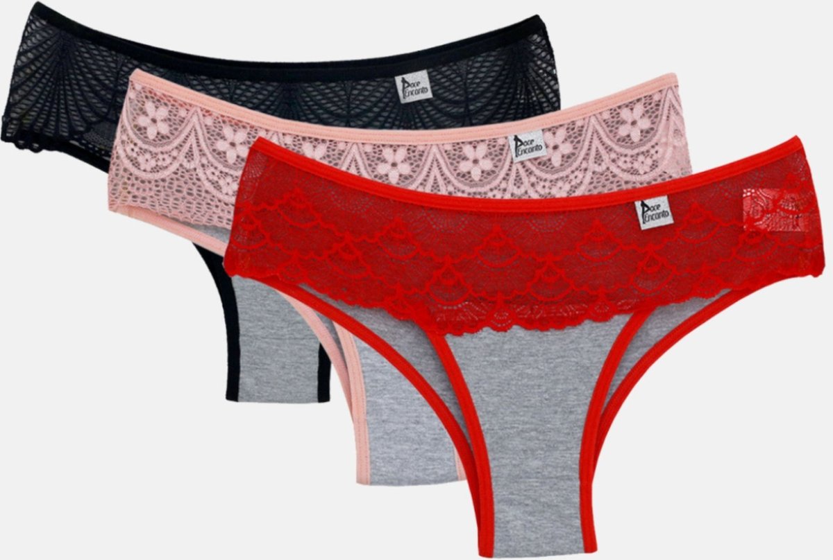 Kit com 05 Calcinhas de algodão cos largo Doce Encanto Ref048 multicolorida