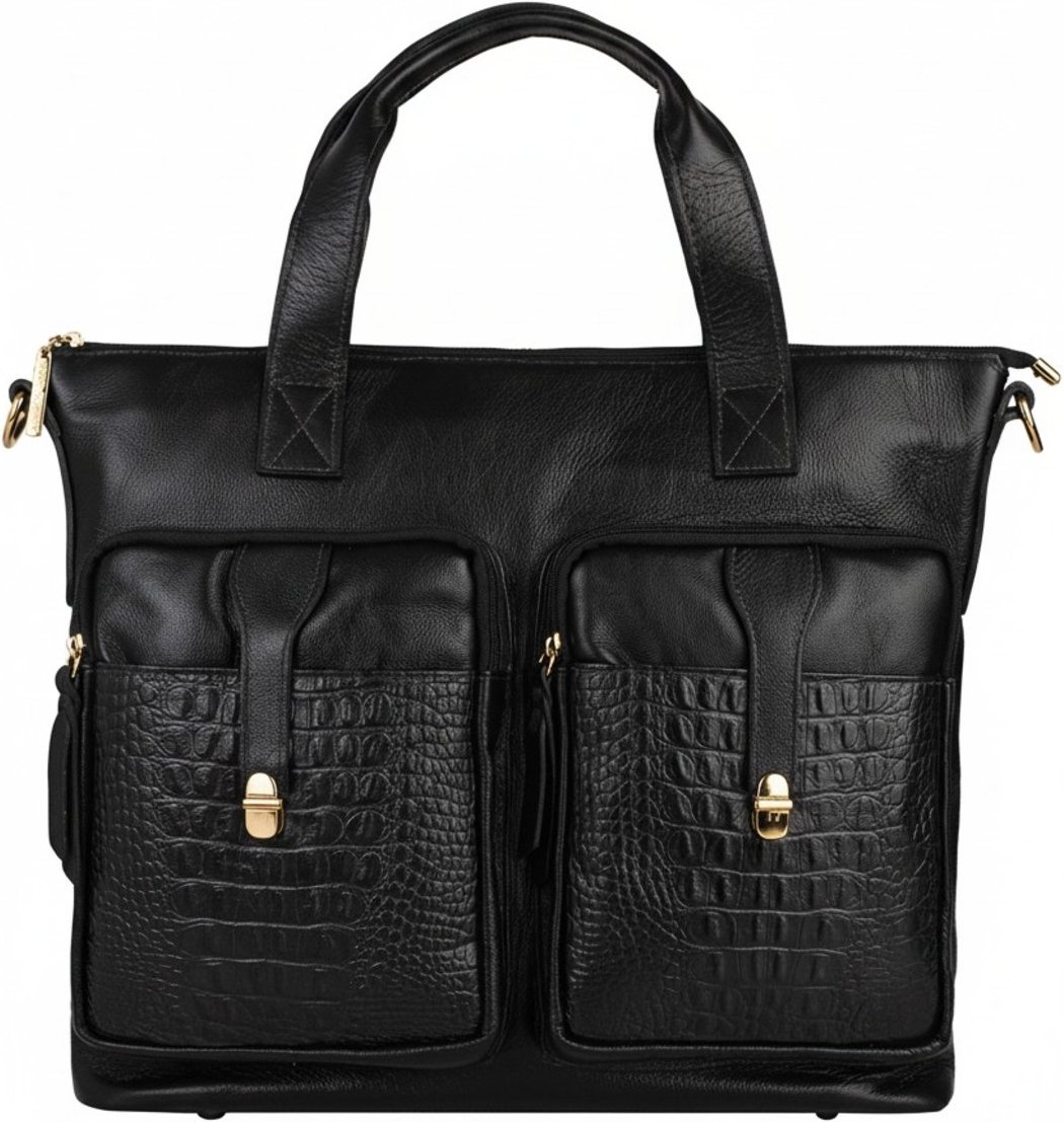 Imagem principal Bolsa Andrea Vinci Para Notebook De Couro Croco Jaque preto Andrea Vinci preto