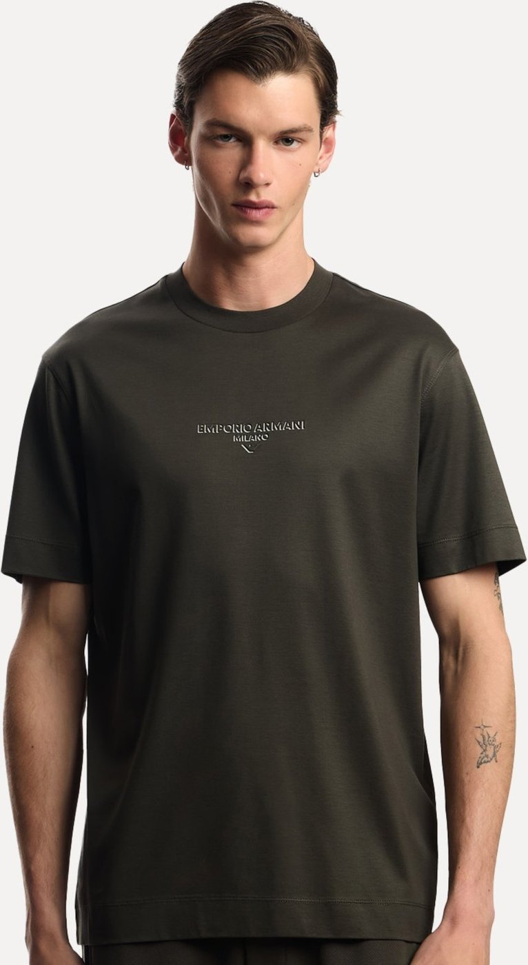 Camiseta Empório Armani Masculina Jersey Logo Chest Escuro