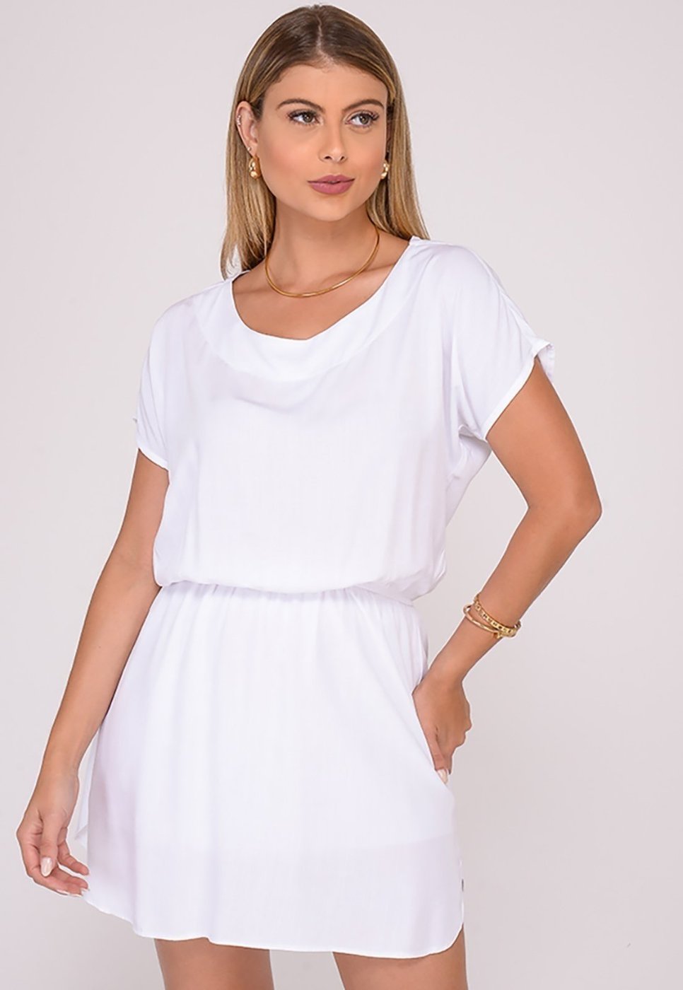 Imagem principal Vestido Curto M/C Elástico na Cintura B'Bonnie Stela branco B'Bonnie branco