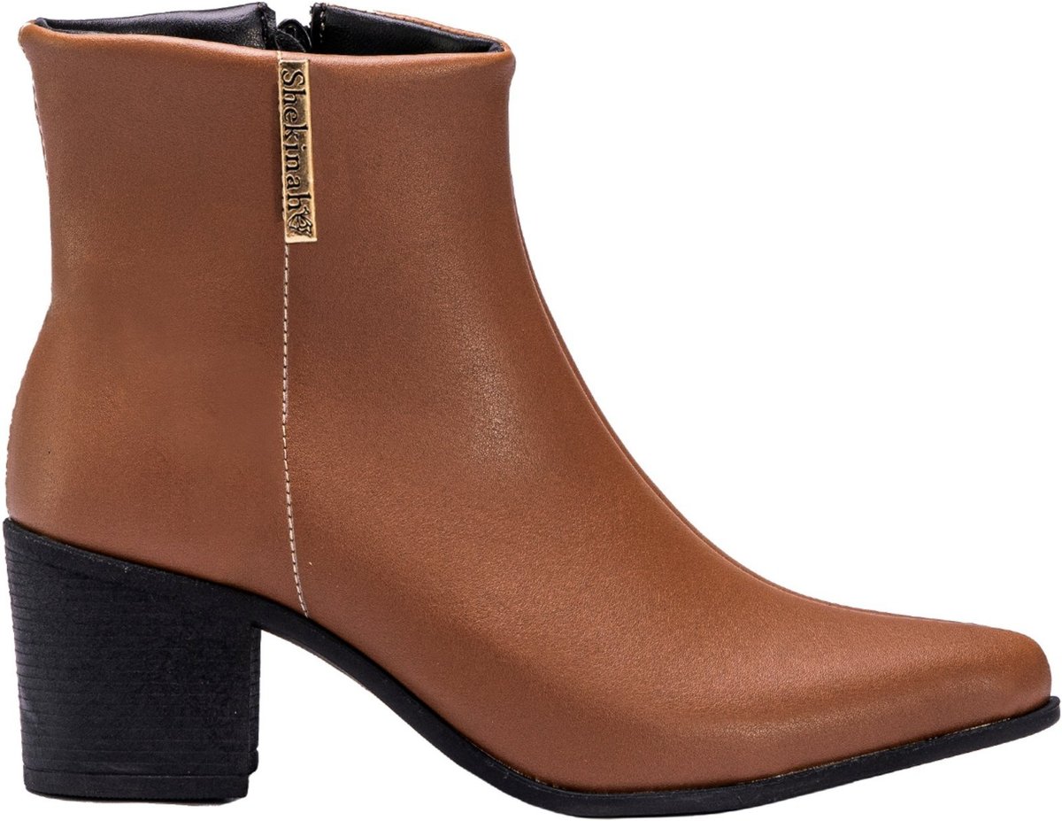 Bota Feminina Bico Fino Cano Médio Salto Grosso Shekinah Estilosa Moda