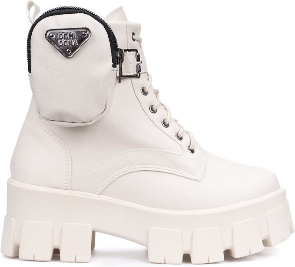 Imagem principal Coturno Com Bolsinha Domidona Feminino Tratorado Plataforma Off White off-white white Domidona off-white white