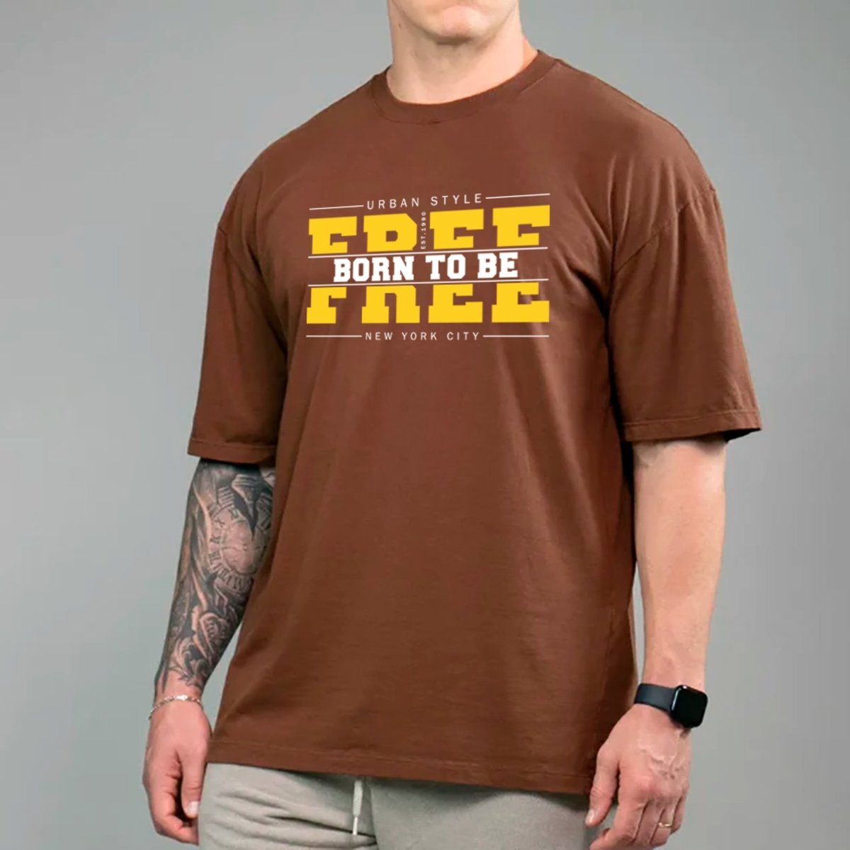 Imagem principal Camiseta Ousy Urban Style Born To Be Free Oversized Unissex marrom ousy marrom