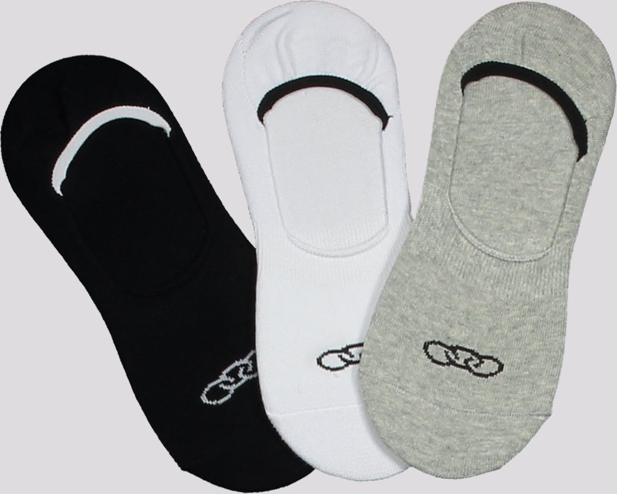 Kit Meia Olympikus Ult Invisível 3 Pares Branca, Cinza e Preta