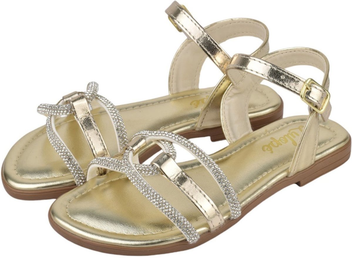 Infantil - Sandália Rasteira Tira Strass Feminina Lulopé Menina