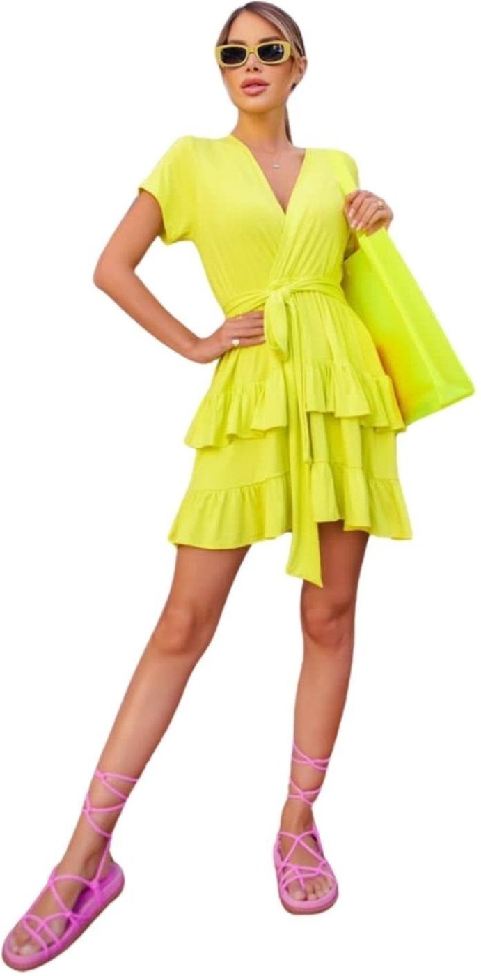 Vestido Curto Viscose Babados Lady