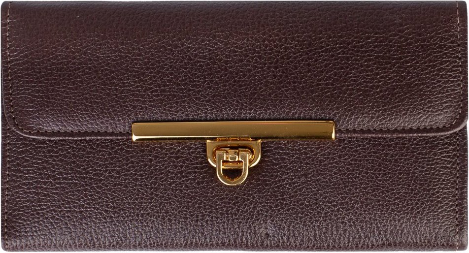 Imagem principal Carteira feminina de couro liso Kate 10,5x19,5cm - Café Andrea Vinci bege Andrea Vinci bege