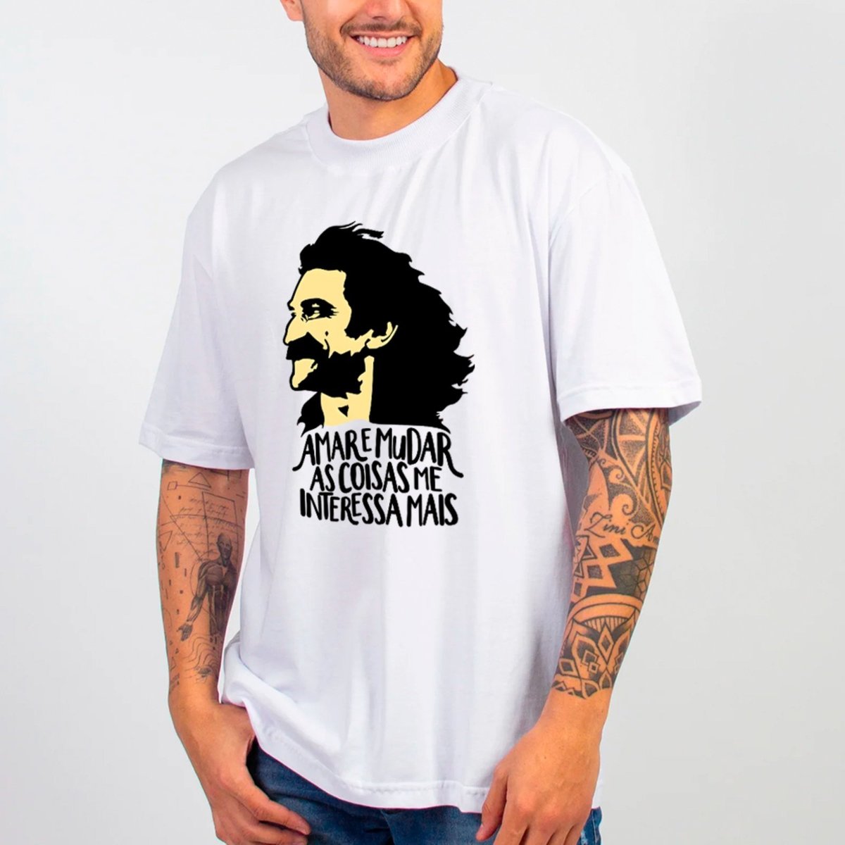 Imagem principal Camiseta Ousy Oversized Belchior Amar e Mudar as Coisas Literatura Brasileira Unissex preto ousy preto