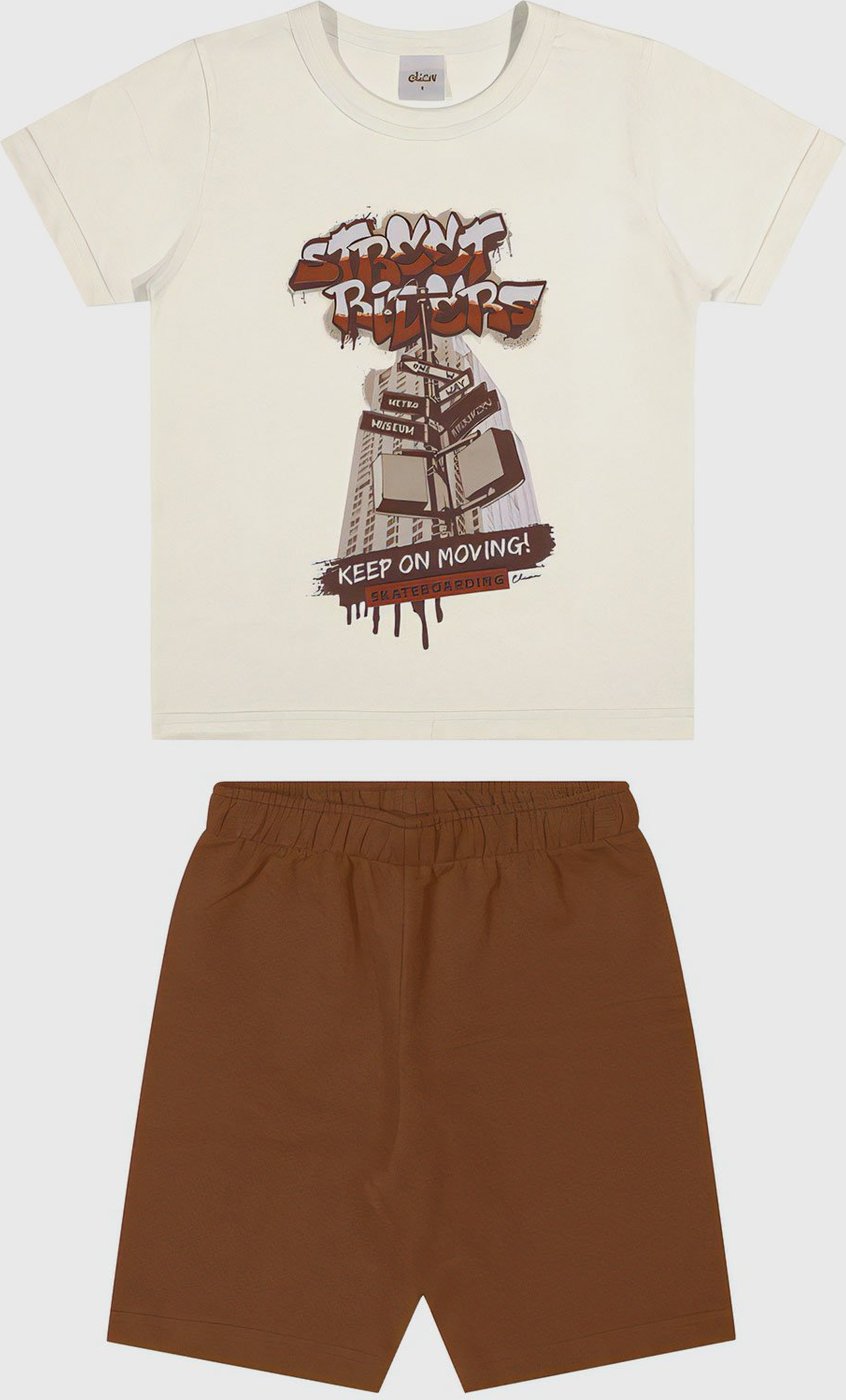 Infantil - Conjunto 2pçs Manga Curta Elian Camiseta E Bermuda Off-White