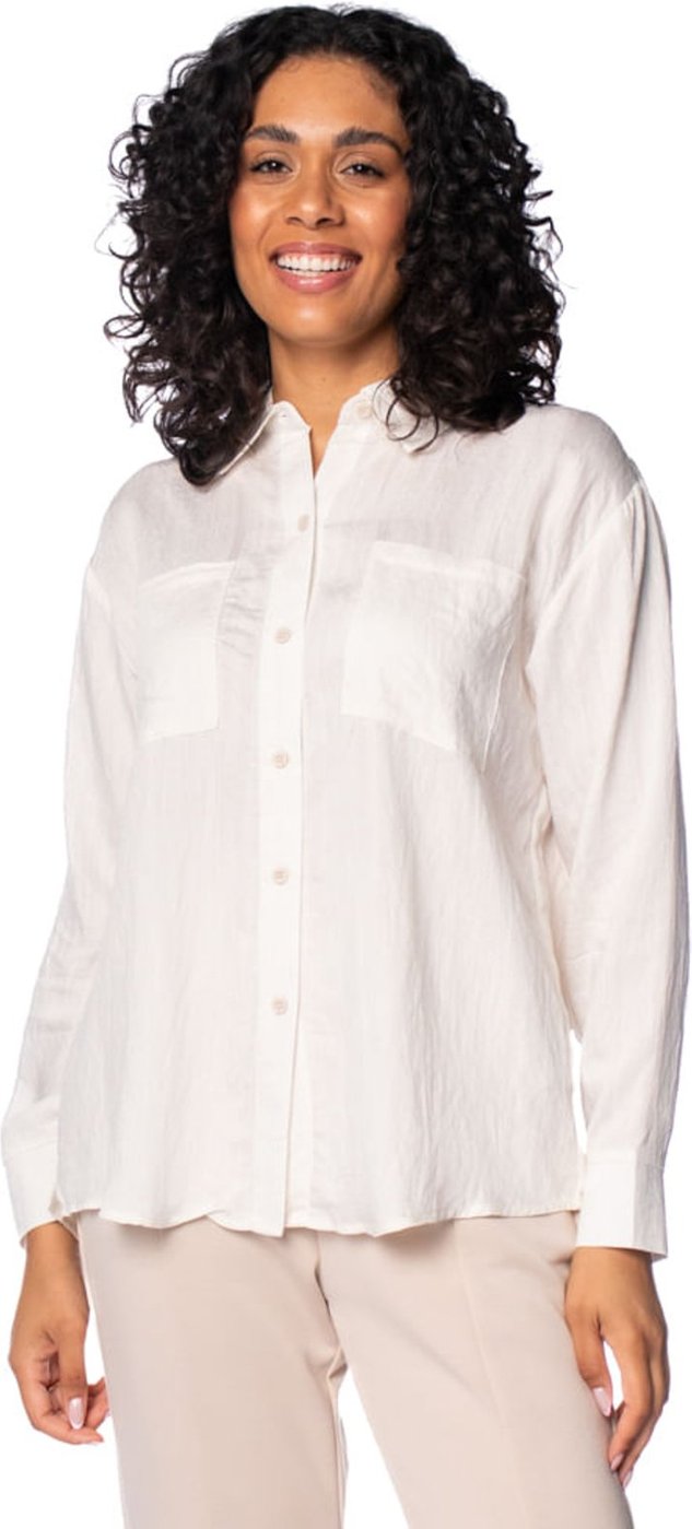 Camisa Feminina Pellini Bolsos Manga Longa Off White