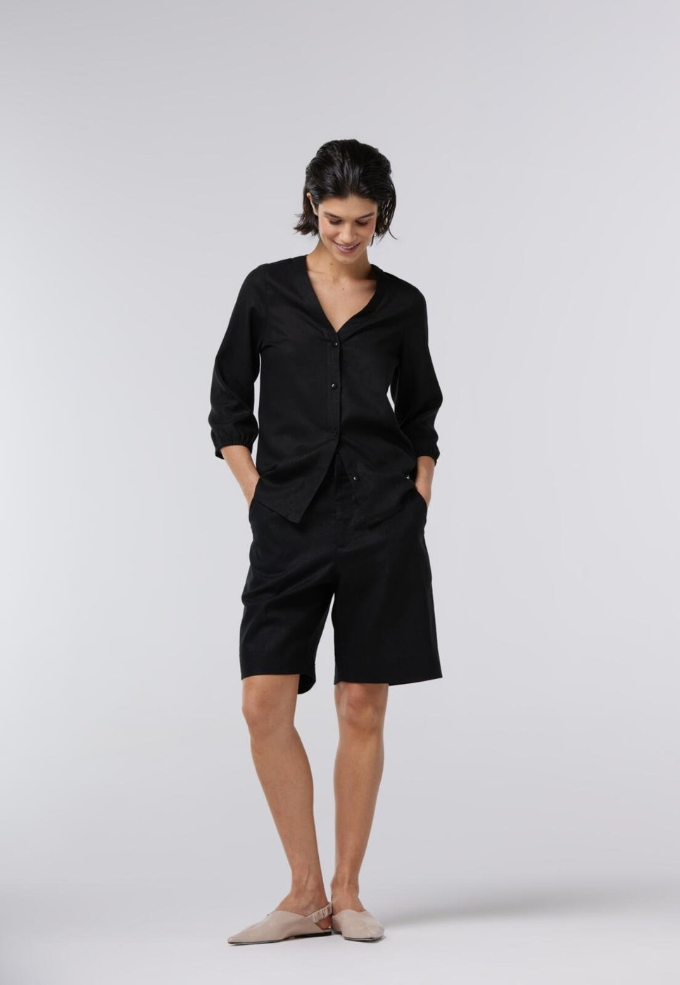 Bermuda Linho Traymon Cintura Alta