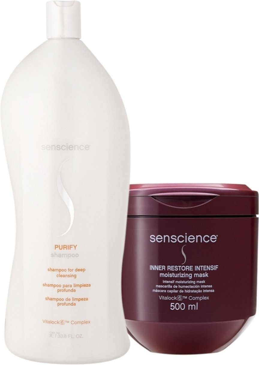 Kit Senscience Purify Shampoo Antirresíduo Litro e Inner Restore Intensif G (2 produtos)