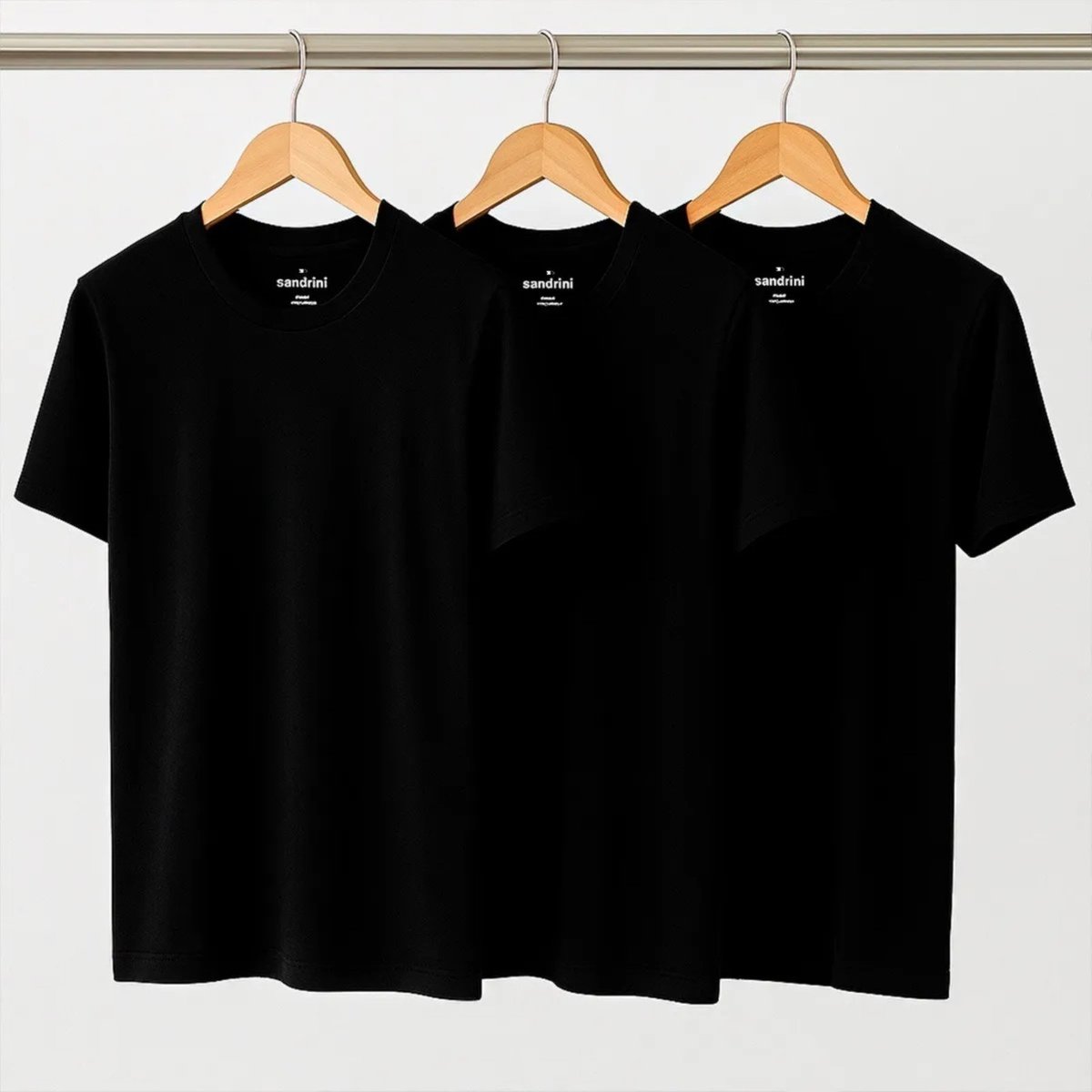 Imagem principal Kit 3 Camisetas Algodão Dia Dia Sandrini Básica Conforto branco/cinza/preto Sandrini branco/cinza/preto