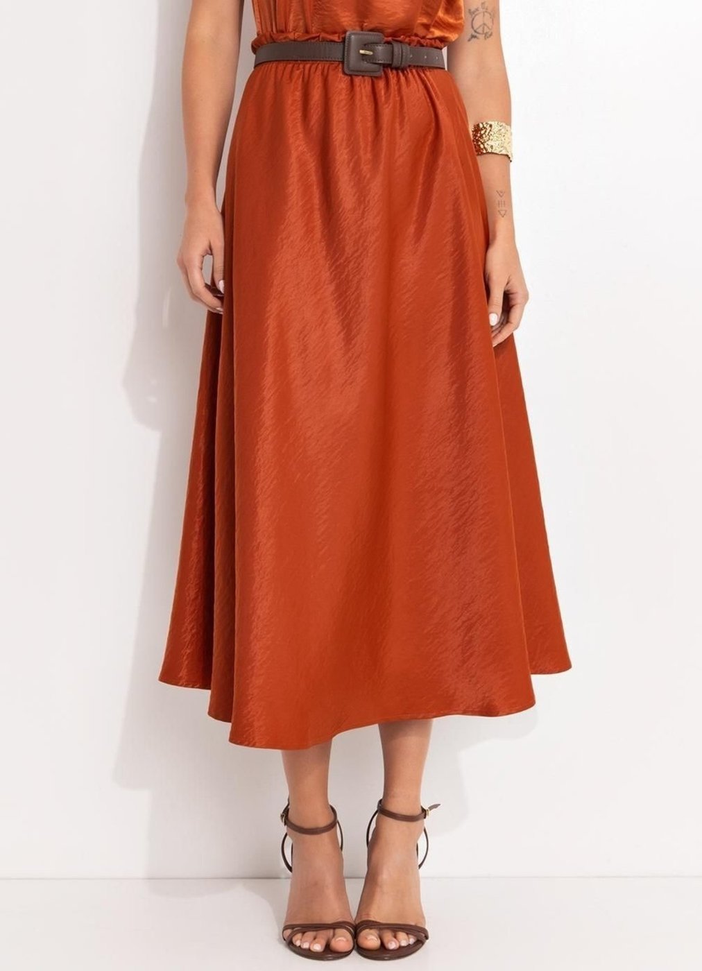 Saia Tecido Acetinado Ferrugem Colorido