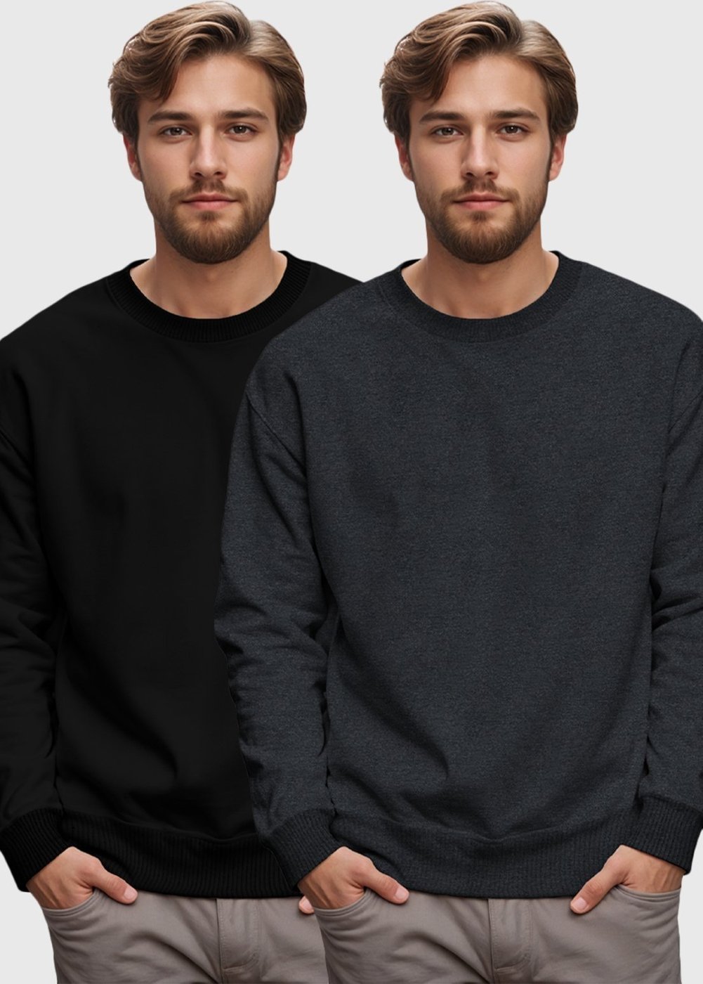 Imagem principal Kit 2 Moletons Masculinos Gola Redonda Benellys Chumbo grafite/preto Benellys grafite/preto