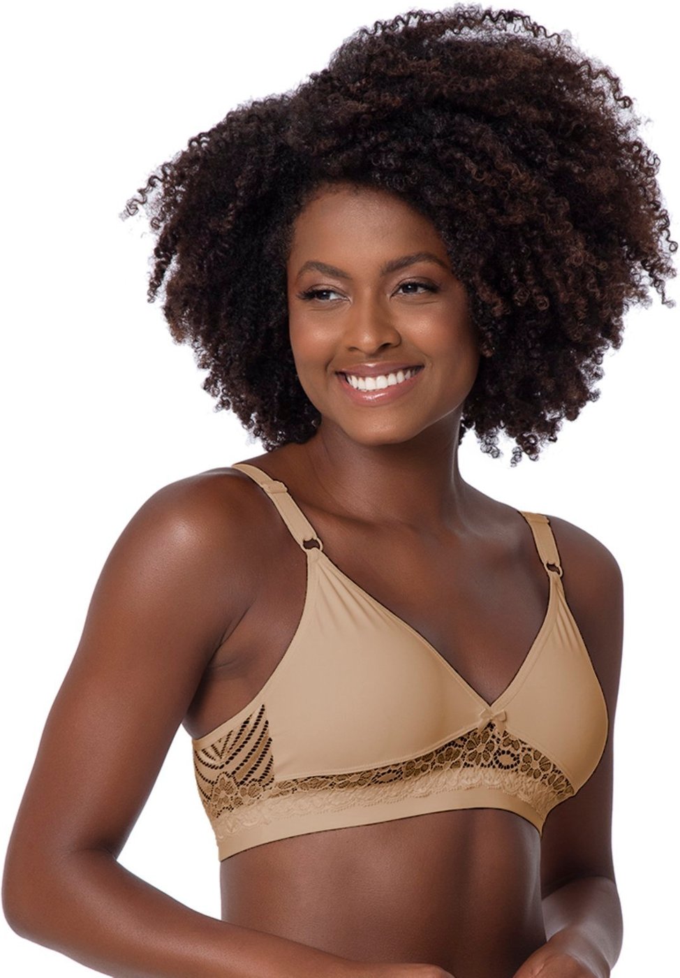 Imagem principal Sutiã Reforçado Gabi Lingerie Soutien Sem Bojo Microfibra Poliamida Rendado bege Gabi Lingerie bege