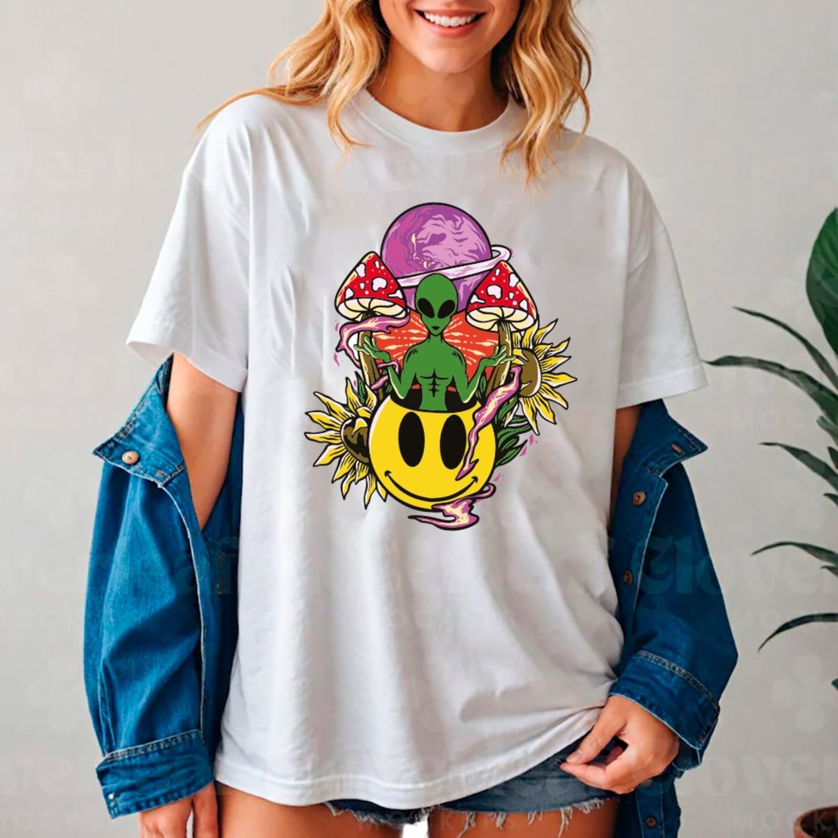 Imagem principal Camiseta Ousy Alien Psicodélico Oversized Unissex branco ousy branco