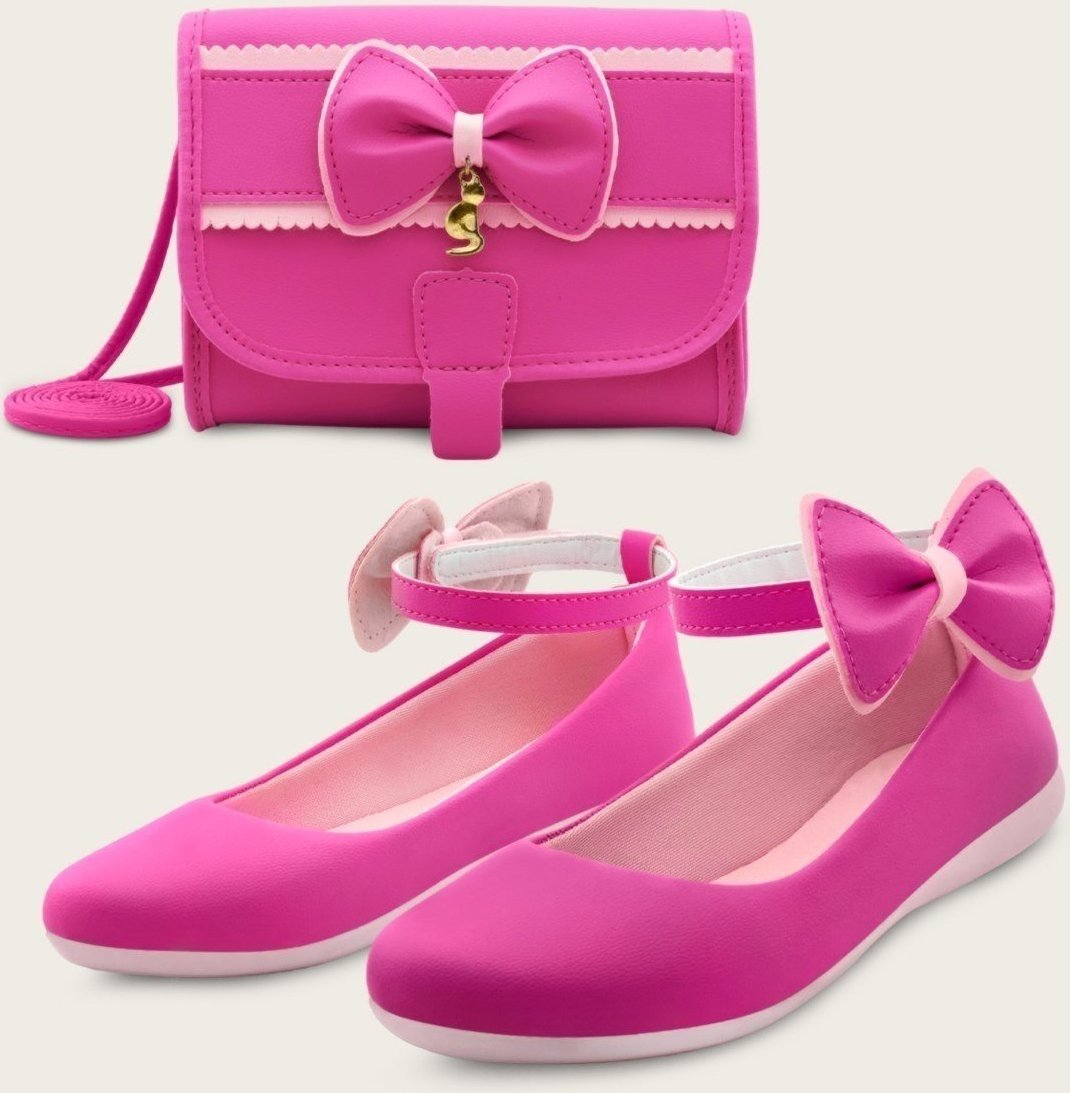 Imagem principal Infantil - Kit Sapatilha Menina Antiderrapante MzKid Com Bolsa Feminina Laço pink Mzkid pink