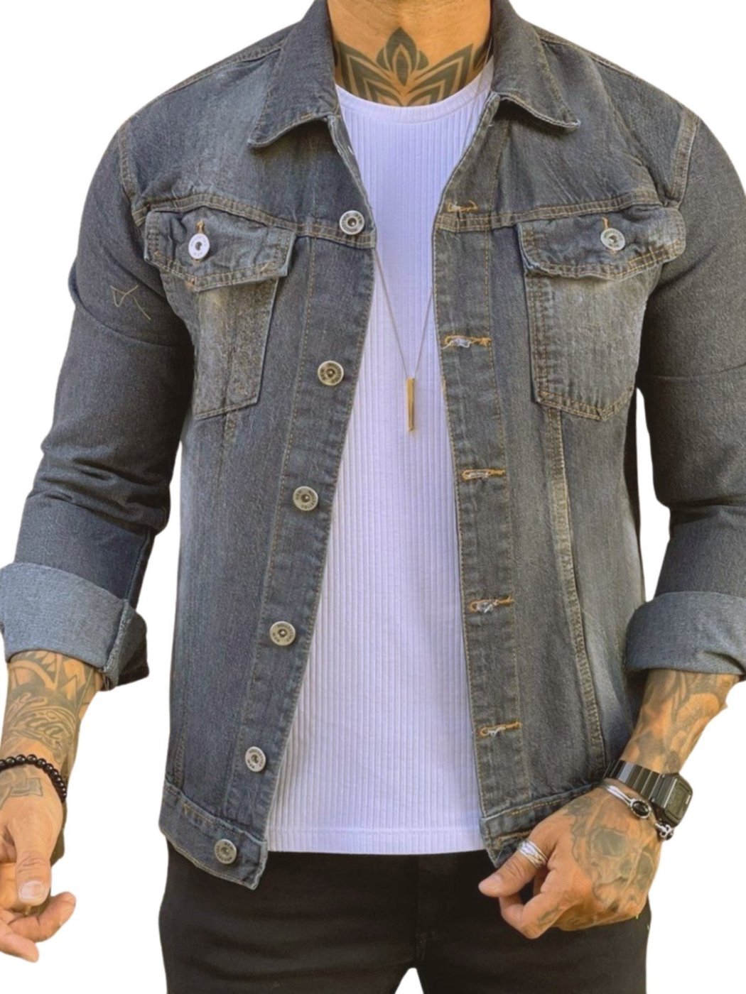 Imagem principal Jaqueta Masculina Jeans Light Marmorizado cinza JEANS LIGHT cinza