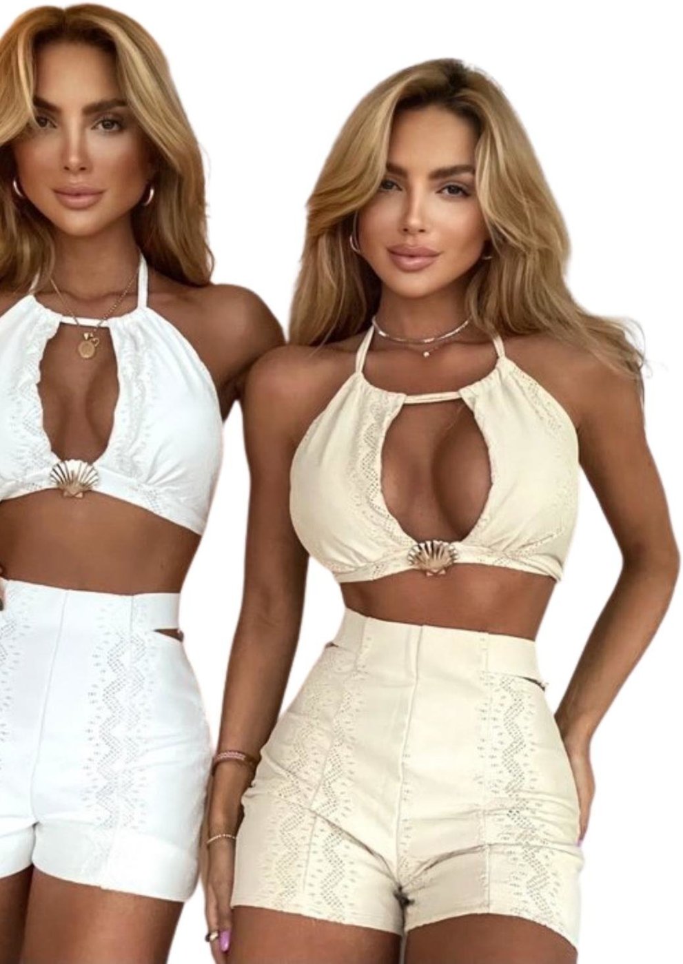 Imagem principal Conjunto concha Short e Cropped Dourado Jacquard Areia Cia do Vestido castanho Cia do Vestido castanho