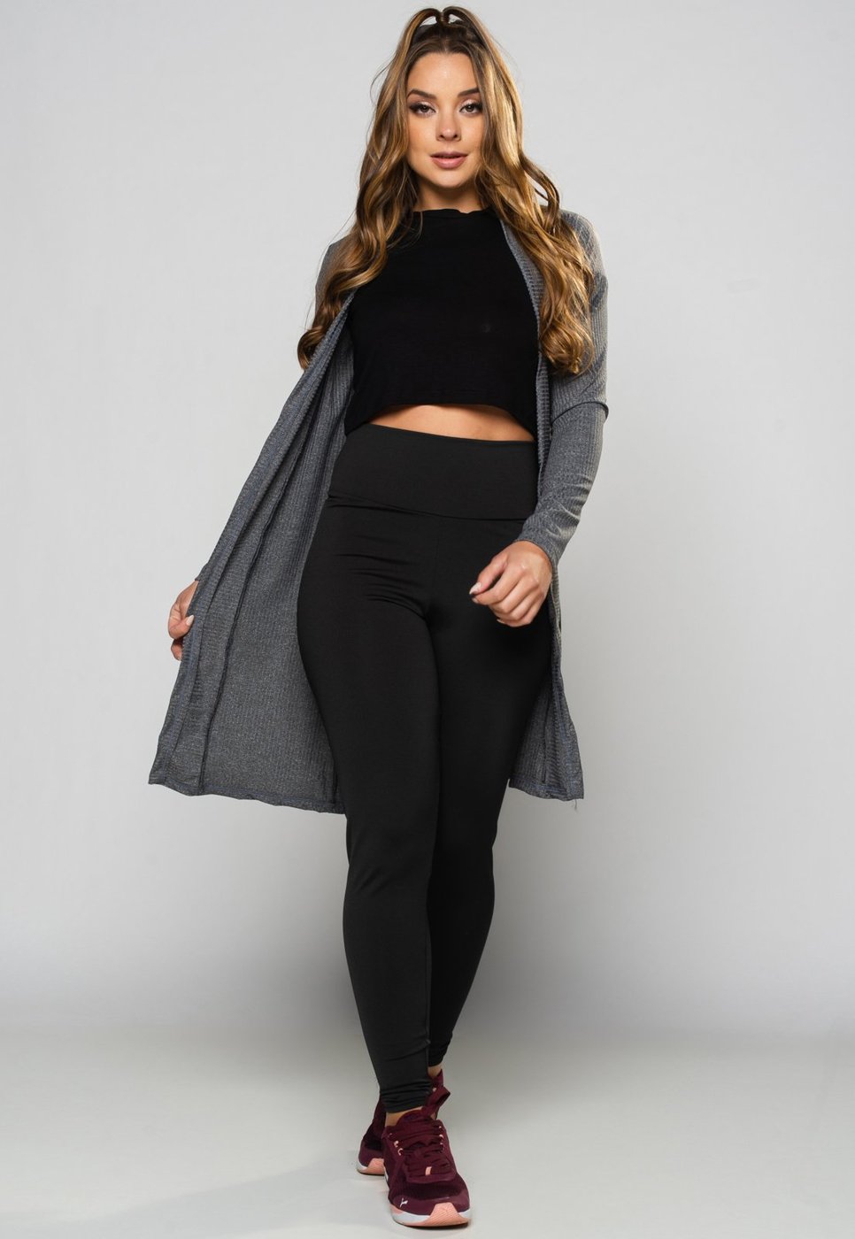 Imagem principal Cardigan MVB Modas Canelado Feminino Kimono Blusa de Frio cinza Mvb Modas cinza