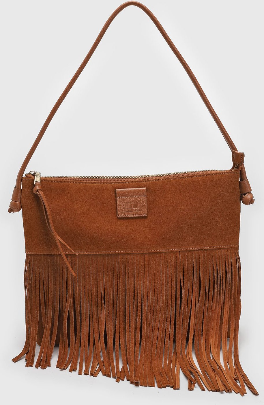 Bolsa Média Feminina Santa Lolla Franjas Caramelo