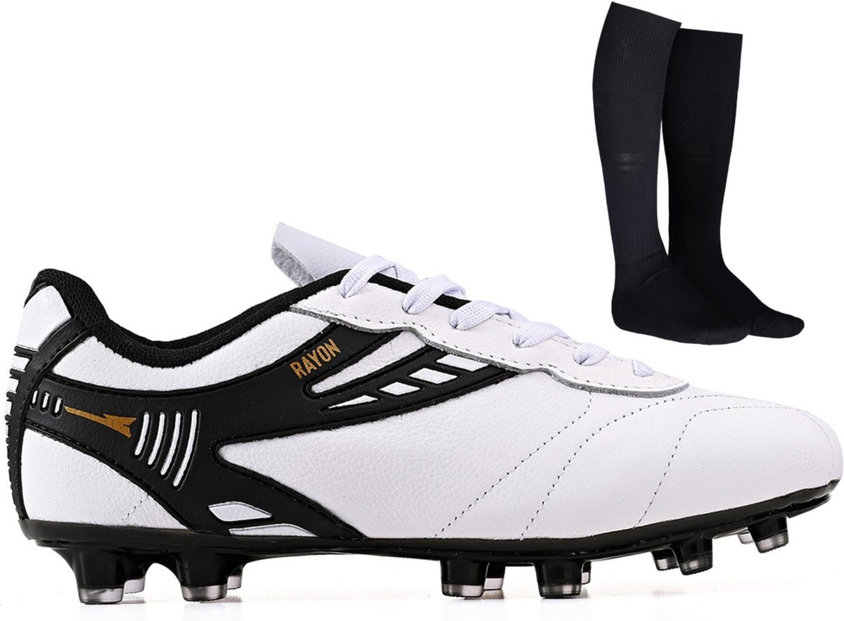 Imagem principal Chuteira Futebol Profissional Masculina de Couro Campo Grama Natural + Meião CALCADOS LGHT LIGHT branco natural CALCADOS LGHT LIGHT branco natural