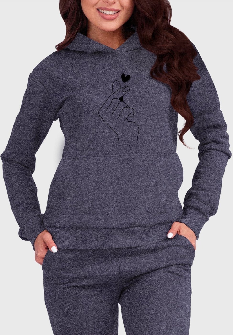 Imagem principal Blusa de Frio Moletom Feminino Canguru ão Coreana Benellys Chumbo grafite Benellys grafite