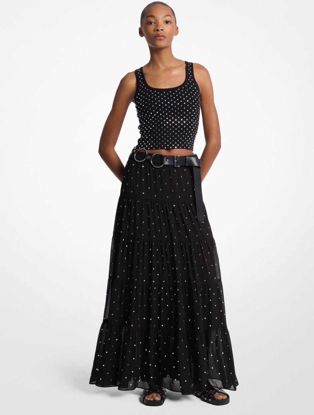 Imagem principal Regata Tachas Cropped Ms5615y5zv001 Michael Kors preto Michael Kors preto