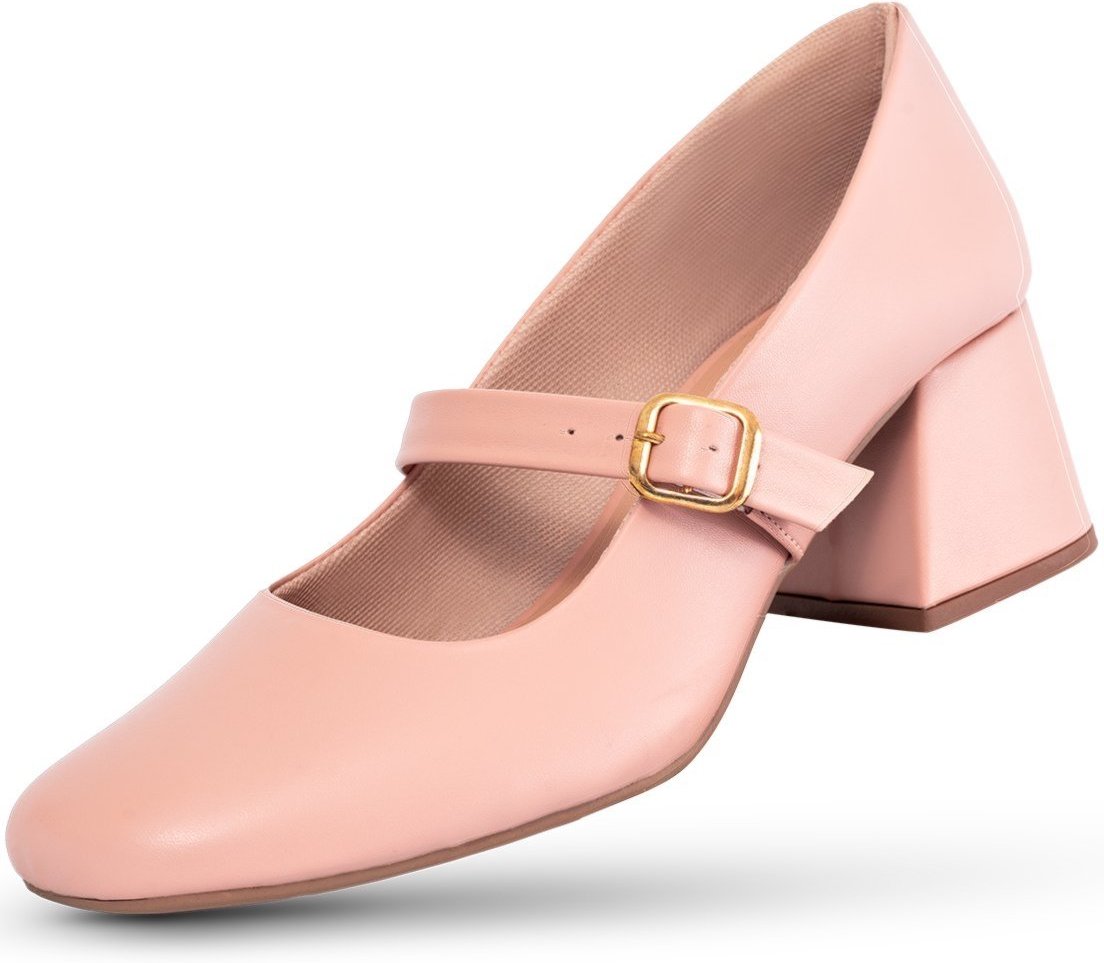 Scarpin Feminino Mary Jane Boneca Lumiss Slingback Sapato Salto Bloco Confortável