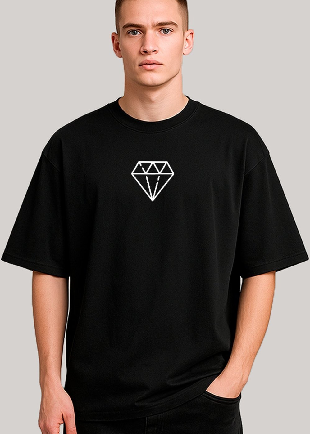 Imagem principal Camiseta Ousy Minimalista de Diamante Oversized Unissex marrom ousy marrom