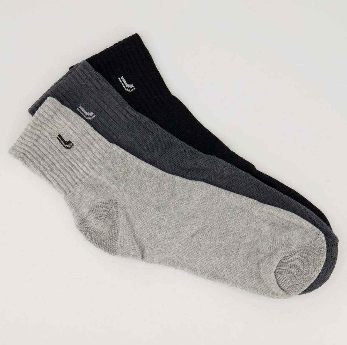 Kit Meia Lupo Cano Médio 3 Pares Preta Cinza e Chumbo
