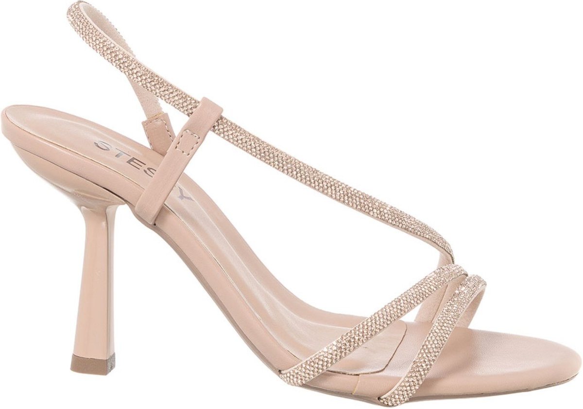 Imagem principal Sandália Feminina Stessy Salto Alto Fino Original Strass Festa Luxo Stessy Shoes nude Stessy Shoes nude