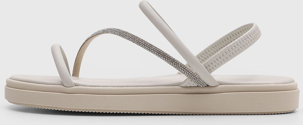 Rasteira Feminina Via Uno Tiras Brilho Off-White