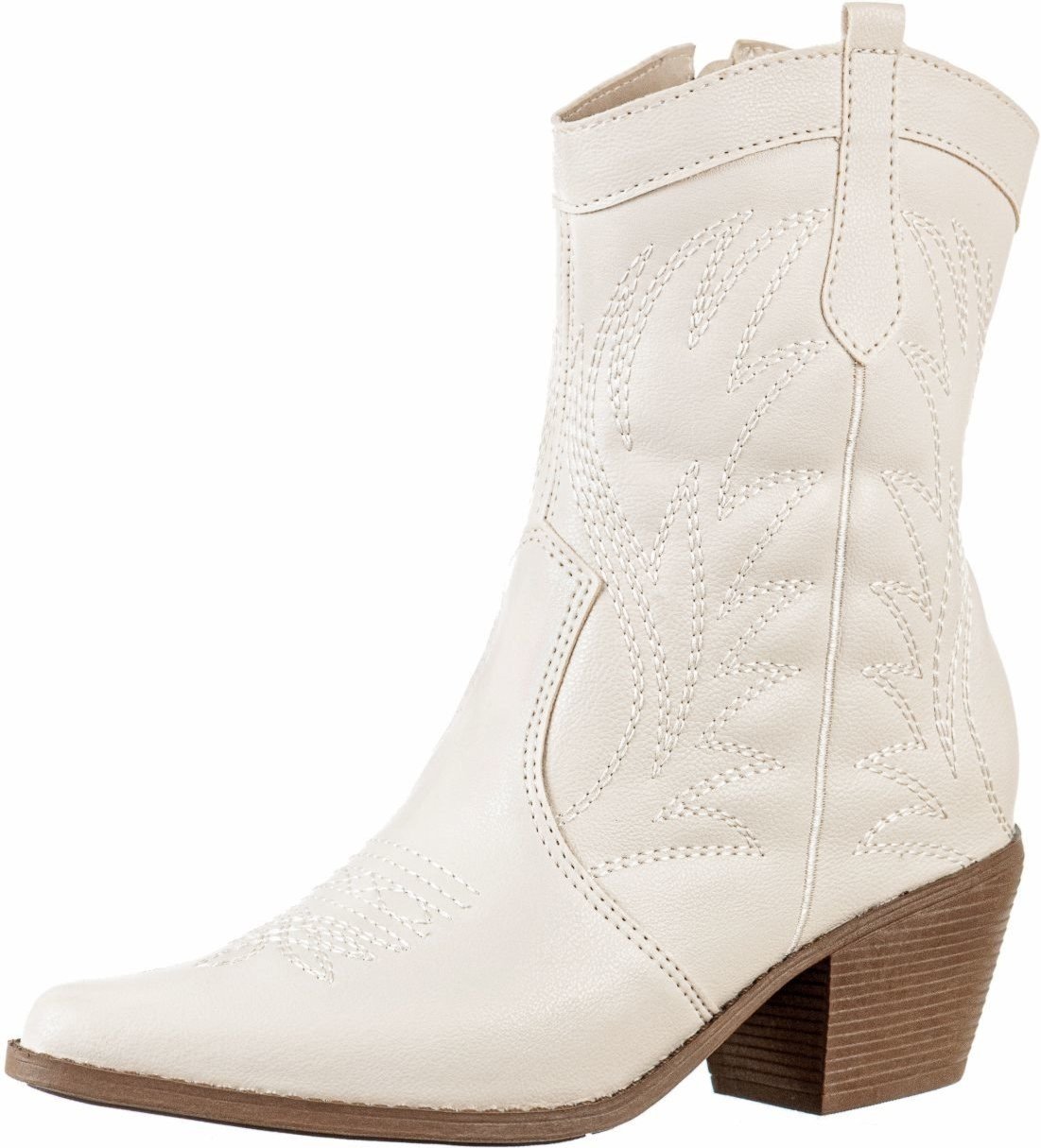 Bota Texana Country Gigil Bordada Off White