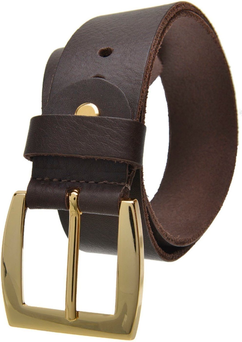 Cinto Feminino em couro GP 22 na cor marrom com fivela dourada