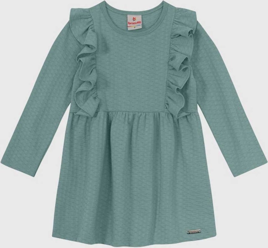 Vestido Brandili Babado Manga Longa