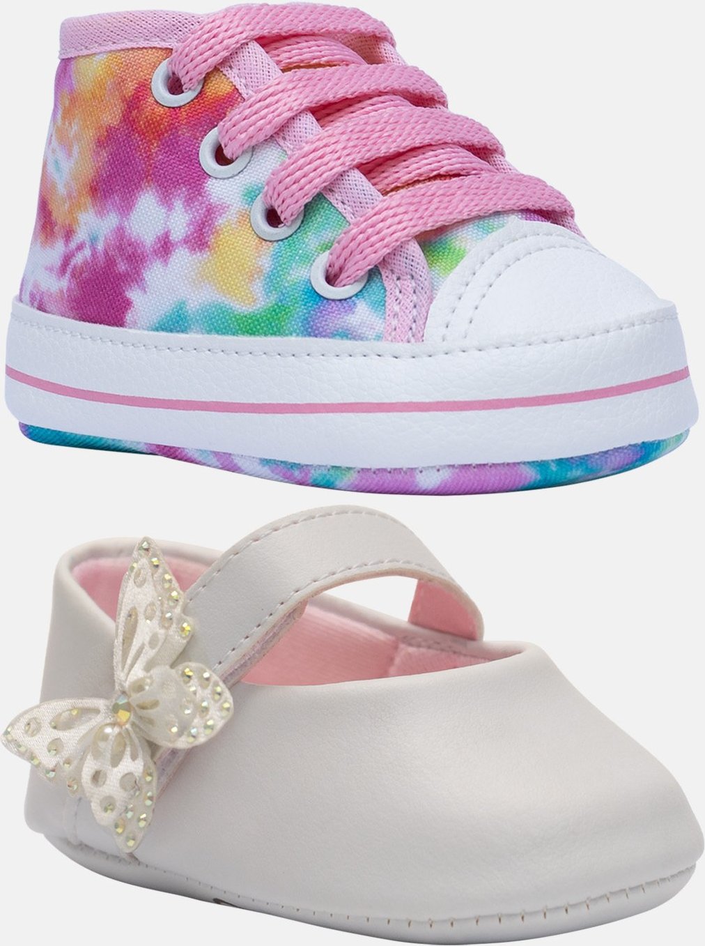 Imagem principal Infantil - Kit Tenis e Sapatilha Pópidi Menina e Tie Dye branco/multicolorido Pópidí branco/multicolorido