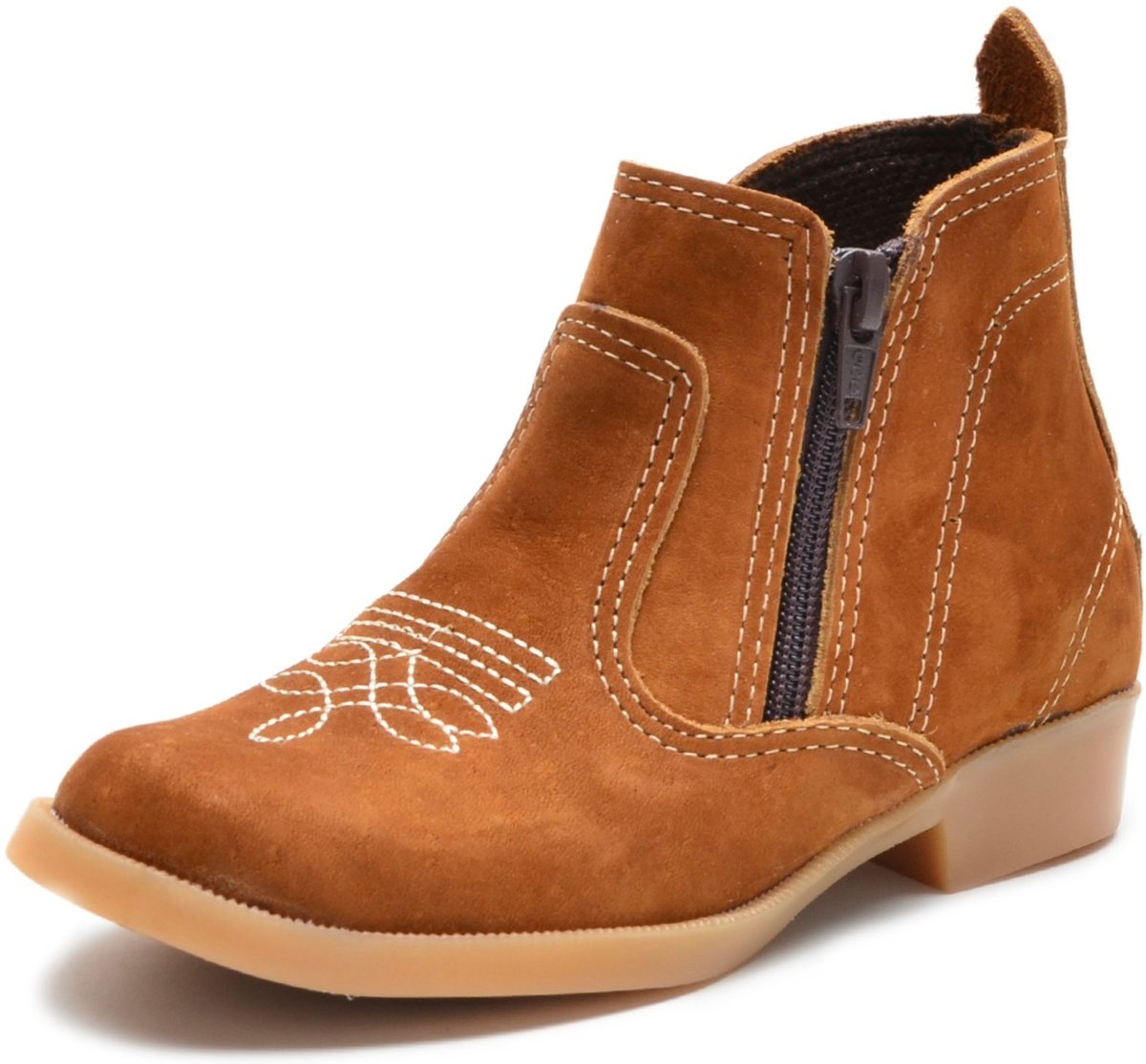 Infantil - Bota Country Botina de Couro Com Ziper Bege
