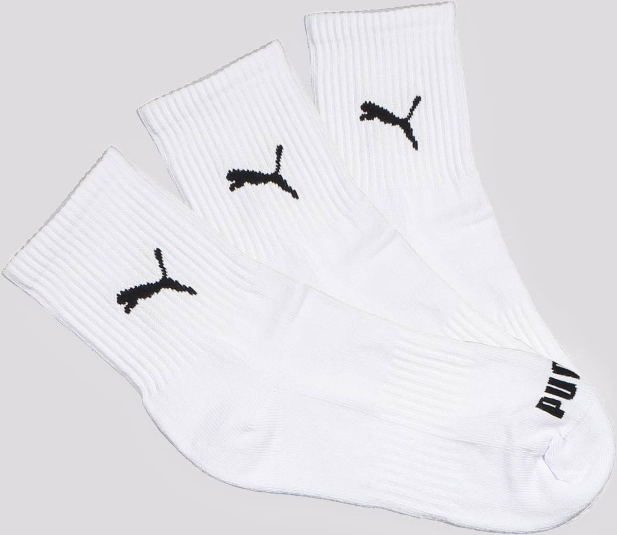 Kit Meia Puma Esportiva Cano Médio 3 Pares Branca