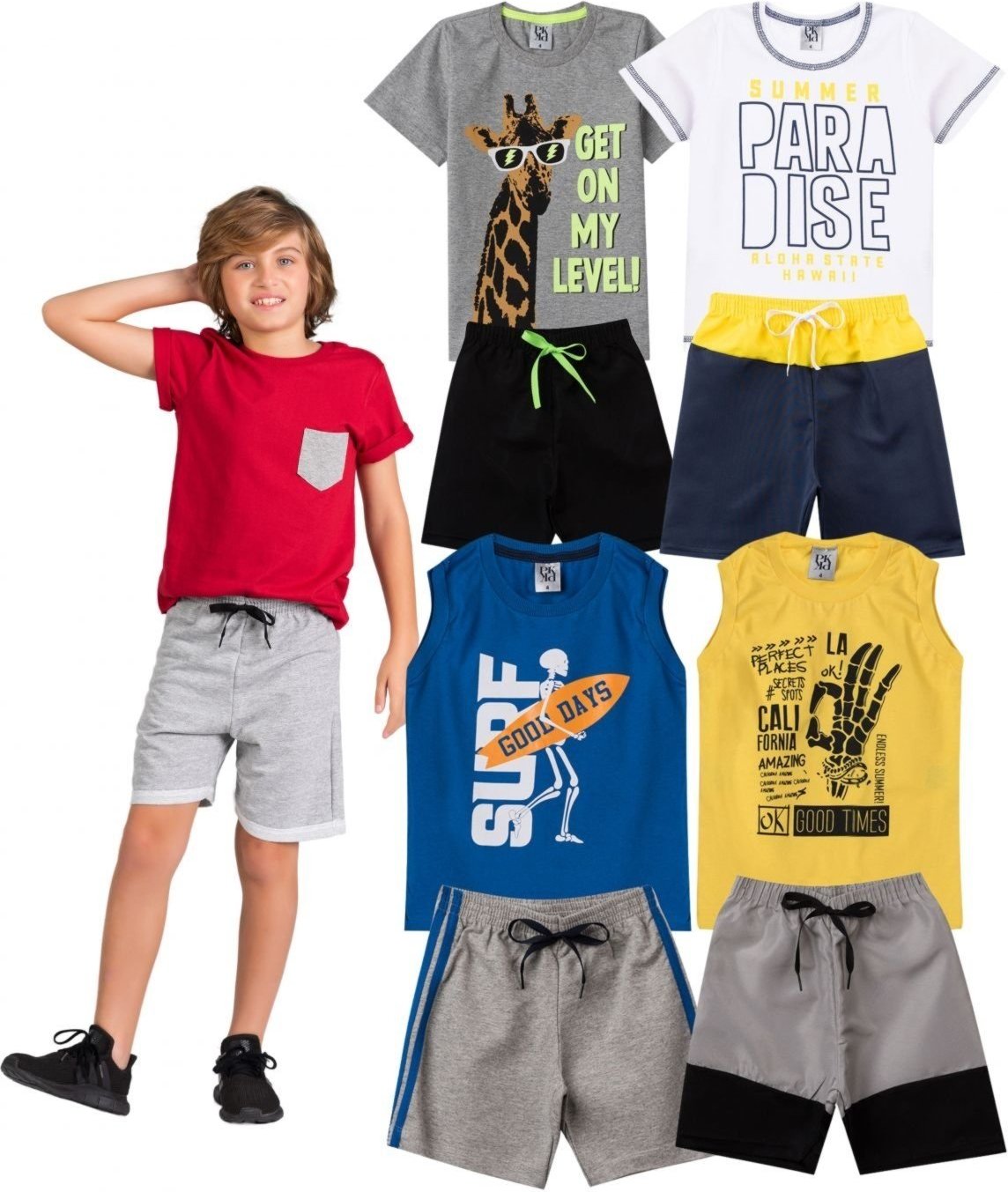 Imagem principal Infantil - Kit Sortido Platinum 8 Peças de Roupas Infantis Masculino Verão- 4 Camisas + 4 Shorts PLATINUM KIDS multicolorido PLATINUM KIDS multicolorido