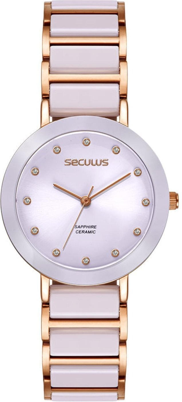 Relógio Feminino Analógico Cerâmica Cristais Roxo