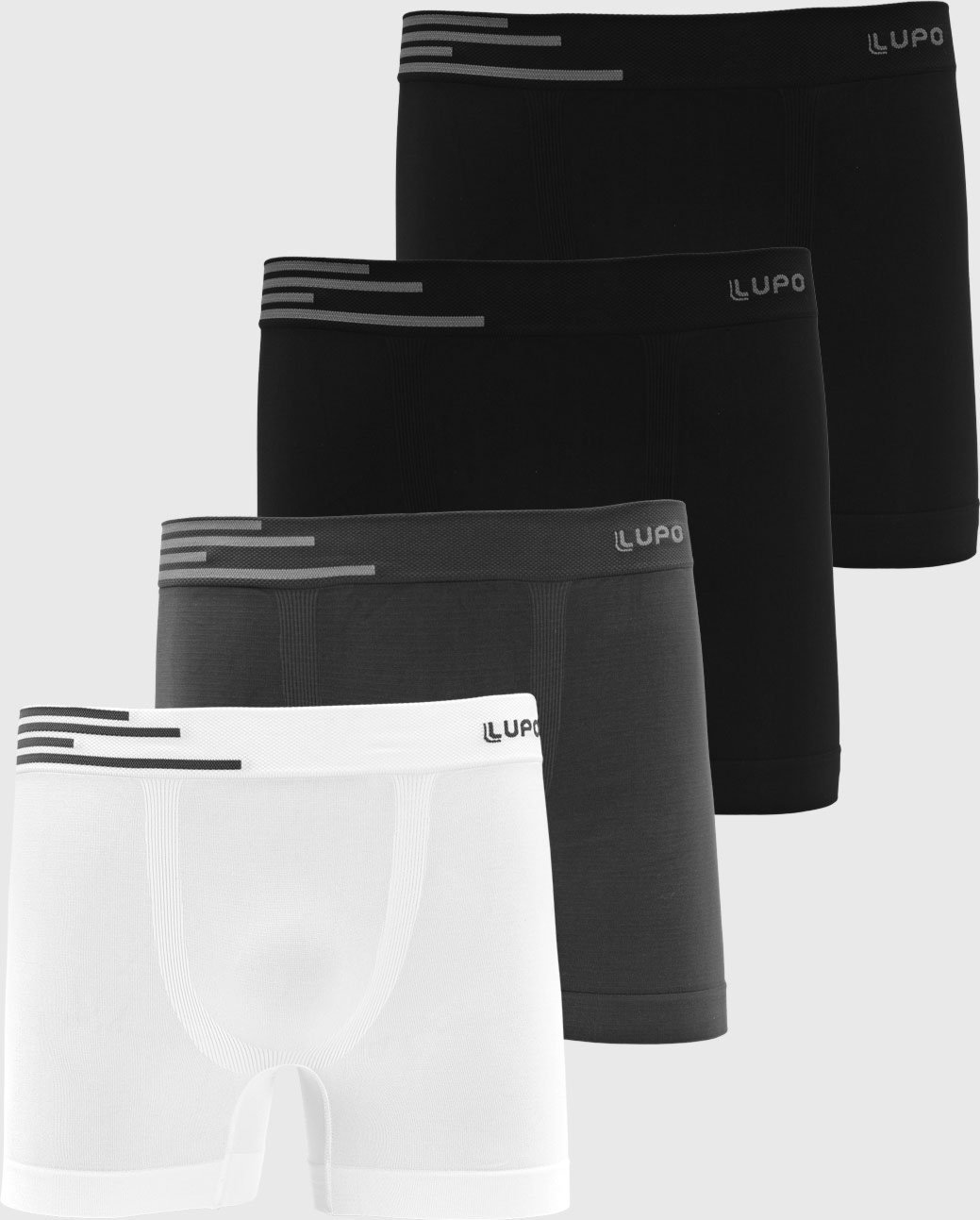 Imagem principal Cueca Boxer Masculina Lupo Kit com 4 Branca/Grafite branco Lupo branco