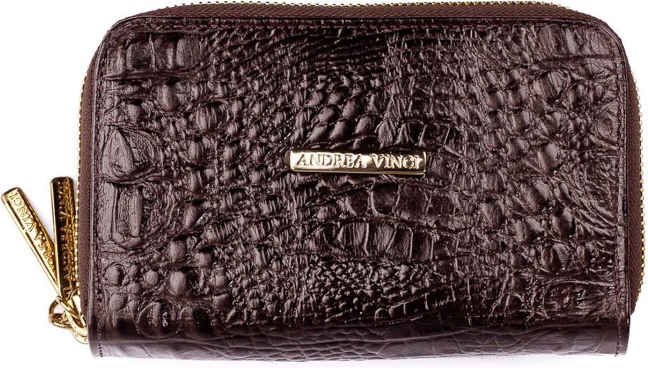 Imagem principal Carteira feminina de couro croco Martina 9,5x15,5cm - Café Andrea Vinci vermelho Andrea Vinci vermelho