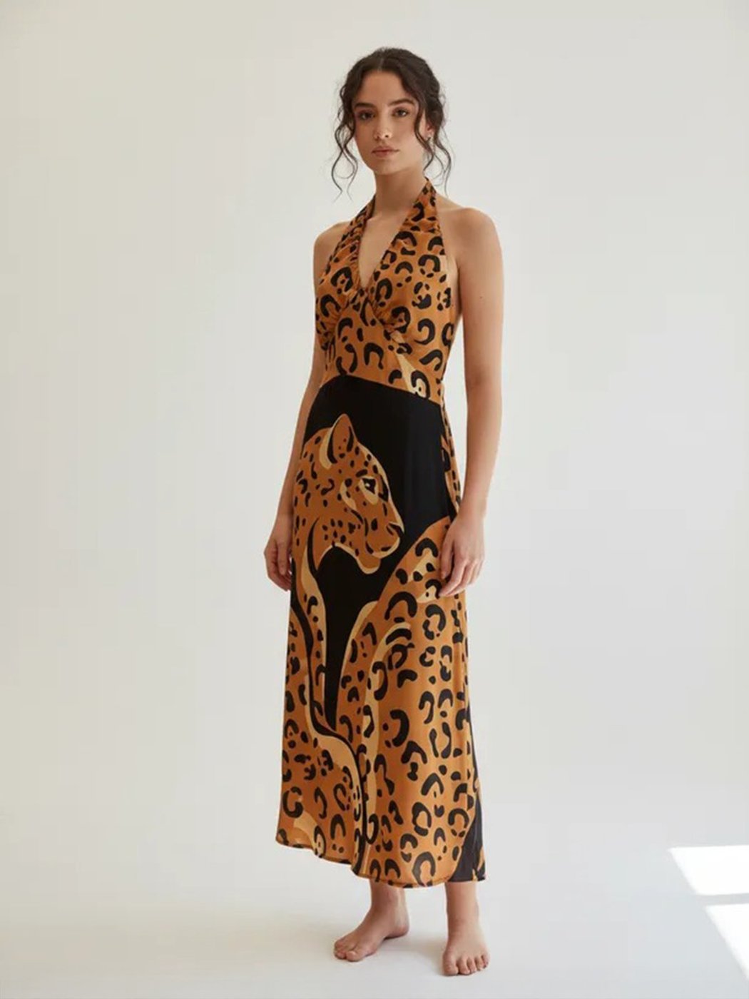 Vestido Amazonia Vital Longo Andirá Viscose Amarração nas Costas Estampa Yawara