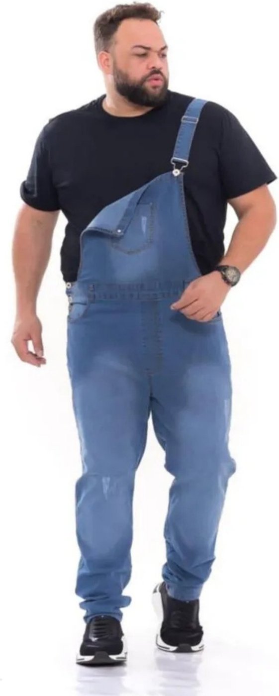 Imagem principal Macacão Masculino Jeans Light Jardineira Plus Size Claro azul JEANS LIGHT azul