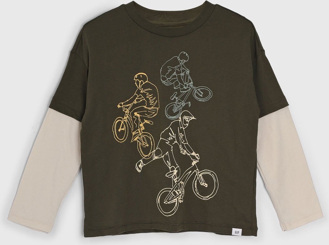 Imagem principal Infantil - Camiseta GAP Sobreposição Estampa Ciclistas Escuro verde GAP verde
